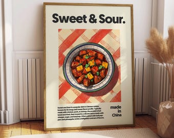 Sweet and Sour Poster - Food Poster - Kitchen Decor - Kitchen Print - Chinese Food - Sweet & Sour Art - Chinese Cuisine Art - Food Wall Art