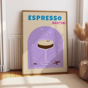 Póster de Espresso Martini - Decoración de bar - Impresión de cocina - Póster de bebidas - Regalo para amantes del Espresso Martini - Impresión de bebidas para la cocina - Arte de cócteles