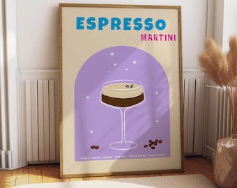 Espresso Martini Poster - Bar Decor - Kitchen Print - Drinks Poster - Gift for Espresso Martini Lover - Drinks Kitchen Print - Cocktail Art