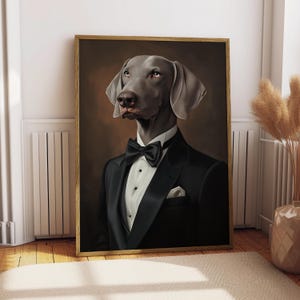 Weimaraner Suit Portrait - Dog Poster - Pet Portrait - Custom Pet Art - Weimaraner Art - Dog Art - Gift for Dog Lover - Weimaraner Portrait