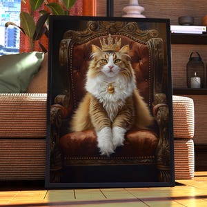 Retrato real de gato del bosque noruego - Póster de gato - Retrato de mascota - Arte personalizado para mascotas - Arte mural de gato del bosque - Arte de gato - Regalo para dueño de gato Gato pelirrojo