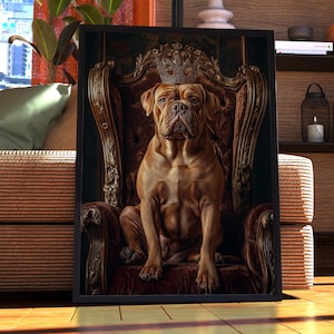 Retrato real de dogo de Burdeos - Póster de perro - Retrato de mascota - Arte personalizado para mascotas - Arte de dogo de Burdeos - Arte de pared para perros - Regalo para amantes de los perros