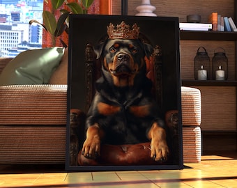 Rottweiler portret - hond poster - huisdier portret - aangepaste huisdier kunst - rottweiler hond - hond kunst - cadeau voor hondenliefhebber - rottweiler portret Regal