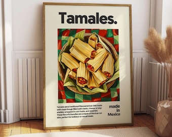 Tamales Poster - Food Poster - Kitchen Decor - Kitchen Print - Mexican Food - Tamales Wall Art - Mexican Cuisine Art - Gift for Tamales Love