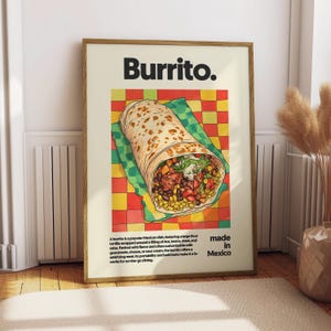 Burrito Poster - Food Poster - Kitchen Decor - Kitchen Print - Mexican Food - Burrito Wall Art - Mexican Cuisine Art - Food Wall Art - Cook