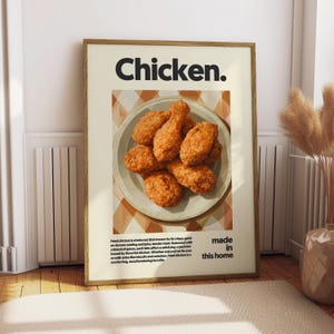 Fried Chicken Poster - Food Poster - Kitchen Decor - Kitchen Print - American Food - Fast Food - Gift for Chicken Lover - Food Art - KFC Art
