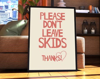 Grappige badkamerposter – glanzende print 'Please No Skids'