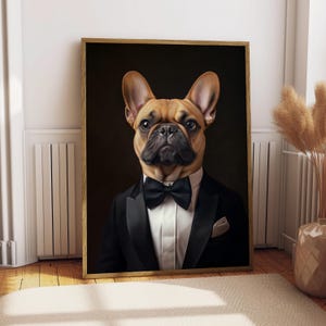Fawn French Bulldog Suit Portrait - Dog Poster - Funny Dog Art - Custom Pet Print - French Bulldog Art - Dog Wall Art - Gift for Bulldog