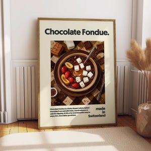 Chocolate Fondue Poster - Chocolate Art - Kitchen Decor - Kitchen Print - Cafe Poster - Gift for Chocolate Lover - Chocolate Print - Pudding