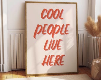 Poster "Le persone fantastiche vivono qui" - Poster con citazione - Arte di un posto felice - Decorazione per soggiorno - Arte murale carina - Decorazione per la casa - Poster con cuore d'amore