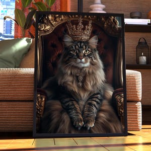 Retrato real de gato del bosque noruego - Póster de gato - Retrato de mascota - Arte personalizado para mascotas - Arte mural de gato del bosque - Arte de gato - Regalo para dueño de gato Gato gris