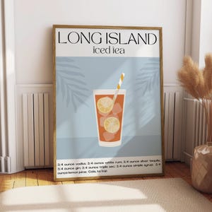 Póster de té helado de Long Island - Decoración de bar - Impresión de cocina - Póster de bebidas - Regalo para amantes de Long Island - Impresión de bebidas para la cocina - Arte de cócteles