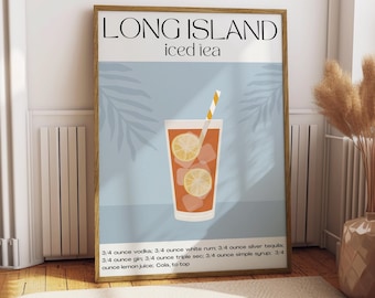 Long Island Iced Tea Poster - Bar Decor - Kitchen Print - Drinks Poster - Gift for Long Island Lover - Drink Kitchen Print - Cocktail Art