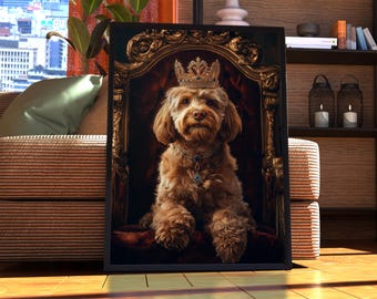 Aussiedoodle kungligt porträtt - hundposter - husdjursporträtt - anpassad husdjurskonst - Aussiedoodle-konst - hundkonst - hundgåva - Aussie Doodle-hundkonst