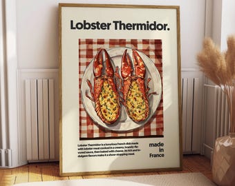 Lobster Thermidor Poster - Food Poster - Kitchen Decor - Kitchen Print - French Food - France Food Wall Art - Food Wall Art - Lobster Art