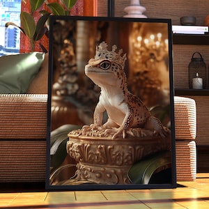 Gecko Royal Portrait - Pet Poster - Gecko Portrait - Custom Pet Art - Pet Wall Art - Reptile Art - Gift for Gecko Lover - Gecko Lizard Art