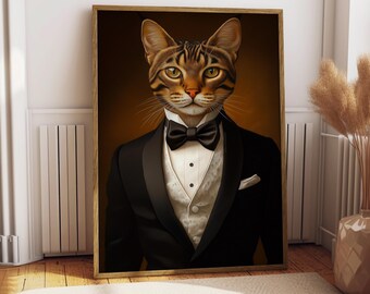 Retrato de gato de Bengala - Póster de gato - Retrato de mascota - Arte personalizado para mascotas - Arte mural de Bengala - Arte mural de gato - Regalo para dueño de gato - Arte de Bengala
