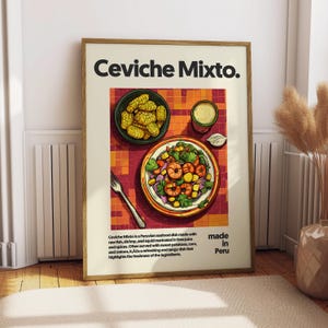 Afiche de ceviche mixto - Afiche de comida - Decoración de cocina - Impresión de cocina - Comida peruana - Comida peruana - Arte del ceviche - Arte gastronómico - Sudamérica
