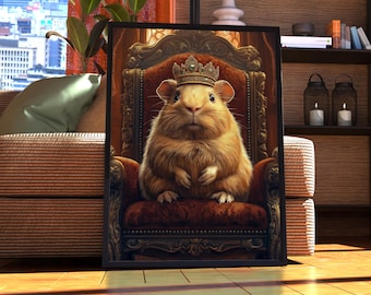 Guinea Pig Royal Portrait - Pet Poster - Guinea Pig Portrait - Custom Pet Art - Pet Wall Art - Cute Animal Art - Gift for Guinea Pig Owner