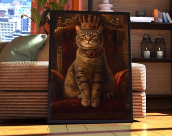 Retrato real de un gato bengalí – Póster artístico de mascotas regias