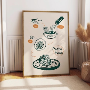 Pasta Time Poster - Food Poster - Kitchen Decor - Kitchen Print - Italian Food - Italy Food - Pasta Art - Food Wall Art Pasta Art Print