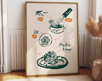 Pasta Time Poster - Food Poster - Küchen Deko - Küchen Druck - Italienisches Essen - Italy Food - Pasta Art - Food Wand Art Pasta Art Print