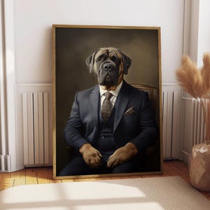 Mastiff Suit Portrait - Dog Poster - Pet Portrait - Funny Dog Art - Mastiff Wall Art - Dog Art - Gift for Dog Lover - Mastiff Portrait Tux