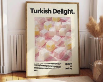 Turkish Delight Poster - Food Poster - Kitchen Decor - Kitchen Print - Turkish Food - Turkish Food Art - Turkish Cuisine Art - Food Wall Art