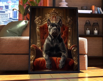 Cane Corso Royal Portrait - Dog Poster - Pet Portrait - Custom Pet Art - Black Cane Corso Art - Dog Art - Dog Gift - Cane Corso Dog Art