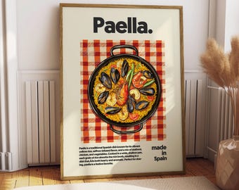 Paella Poster - Food Poster - Kitchen Decor - Kitchen Print - Spanish Food - Spain Wall Art - Spanish Cuisine Art - Food Wall Art - Paella