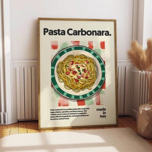Pasta Carbonara Poster - Food Poster - Kitchen Decor - Kitchen Print - Italian Food - Italy Food - Carbonara Wall Art - Food Wall Art Pasta