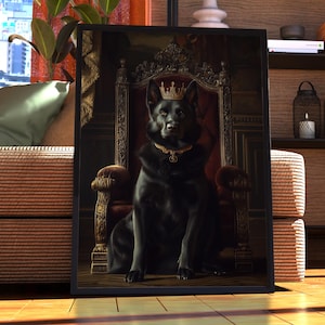 Black German Shepherd Royal Portrait - Dog Poster - Pet Portrait - Custom Pet Art - Black German Shepherd Art - Dog Art - Gift for Dog Lover