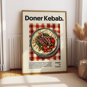 Doner Kebab Poster - Food Poster - Kitchen Decor - Kitchen Print - Turkish Food - Kebab Food Art - Turkish Cuisine Art - Food Wall Art
