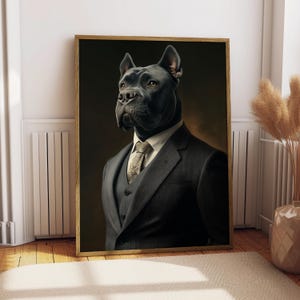 Blue Cane Corso Suit Portrait - Dog Poster - Pet Portrait - Custom Pet Art - Black Cane Corso Art - Dog Art - Dog Gift - Cane Corso Dog Art