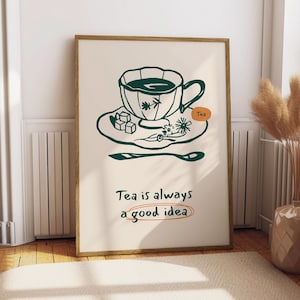 Tea Poster - Coffee Poster - Kitchen Decor - Kitchen Print - Cafe Poster - Gift for Tea Lover - Tea Art - Tea Wall Art - Tea Decor Kitchen