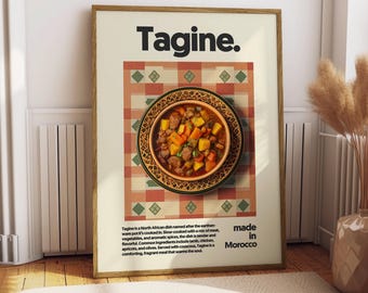 Tagine Poster - Food Poster - Kitchen Decor - Kitchen Print - Moroccan Food - Tagine Art - Morocco Cuisine Art - Food Wall Art - Tagine
