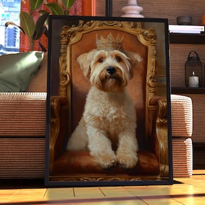 Wheaten Terrier Royal Portrait - Dog Poster - Pet Portrait - Custom Pet Art - Softcoated Wheaten Terrier Art - Dog Wall Art - Gift Dog Lover