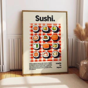 Sushi Poster - Food Poster - Kitchen Decor - Kitchen Print - Gift for Sushi Lover - Japanese Food - Sushi Rolls Art - Food Wall Art Fish
