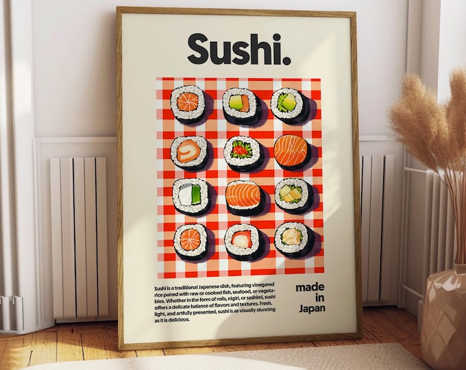 Sushi Rolls Art Print – Japanese Food Poster, Kitchen Decor