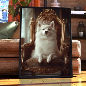 American Eskimo Royal Portrait - Dog Poster - Pet Portrait - Custom Pet Art - American Eskimo Art - Dog Art - Dog Gift - White Dog Portrait