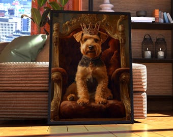 Airedale Terrier Royal Portrait – Unique Dog Wall Art