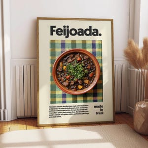 Póster de feijoada - Póster de comida - Decoración de cocina - Impresión de cocina - Comida brasileña - Arte mural de feijoada - Arte brasileño - Arte mural de comida - Cocina