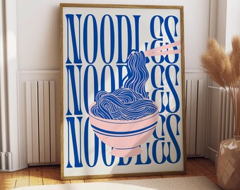 Noodles Poster - Food Poster - Kitchen Decor - Kitchen Print - Japan Food - Japanese Food - Asian Cuisine Art - Food Wall Art - Trendy Food