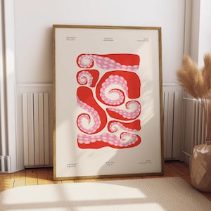 Octopus Poster - Food Poster - Kitchen Decor - Kitchen Print - Spanish Food - Spain Wall Art - Spanish Cuisine Art - Octopus Art Trendy Art
