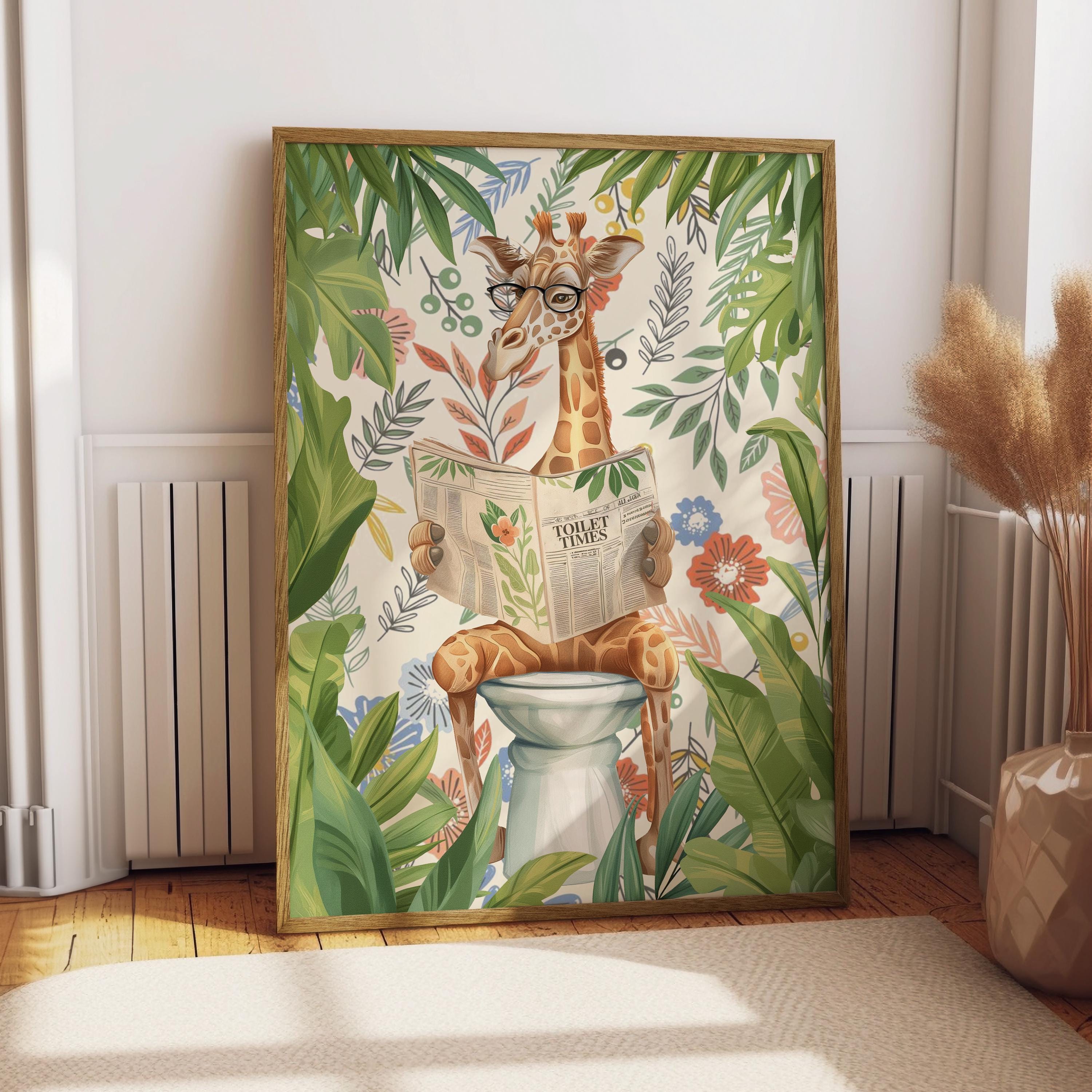 Funny Giraffe Bathroom Poster – Jungle Animal Toilet Art - Etsy