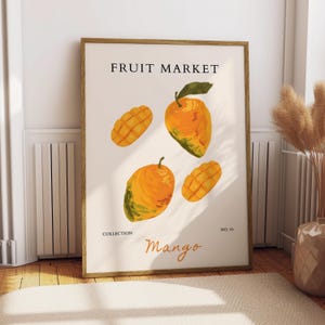 Mango Fruit Market Poster - Food Poster - Kitchen Decor Print - Fruit Poster - Food Illustration - Gift for Fruit Lover - Mango Art Print