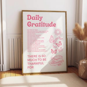 Daily Gratitude Poster - Quote Poster - Gratitude Art - Living Room - Cute Wall Art - Home Decor - Positive Affirmation Boho Art Manifest