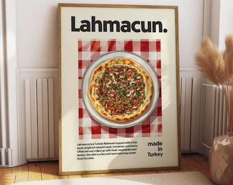Lahmacun Poster - Food Poster - Küchen Dekor - Küchen Druck - Türkisches Essen - Kebab Food Art - Türkische Küche Kunst - Food Wand Art