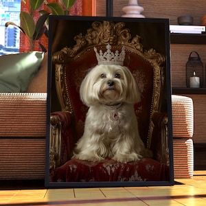 White Havanese Royal Portrait - Dog Poster - Pet Portrait - Custom Pet Art - White Havanese Art - Dog Art - Gift for Dog Lover - Havanese