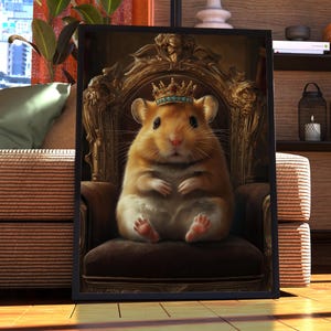 Hamster Royal Portrait - Pet Poster - Hamster Portrait - Custom Pet Art - Pet Wall Art - Cute Animal Art - Gift for Hamster Lover Owner
